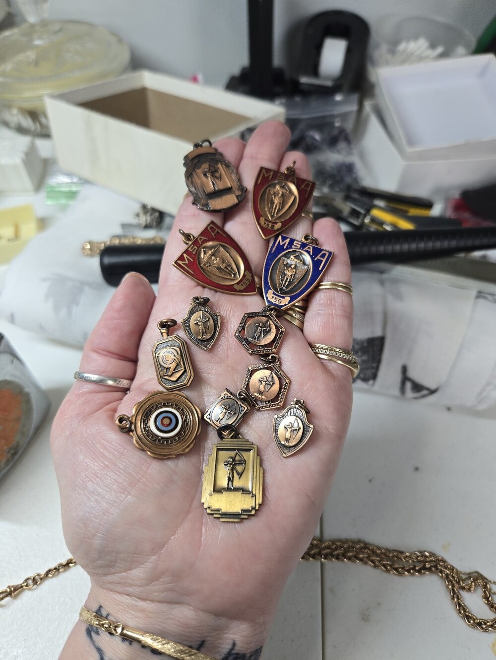 Vintage Gold-Tone Achievement & Sports Charm Pendants - Multi